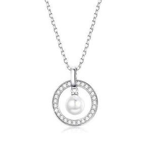 Circle Pearl Pendant Necklace for Women Silver crafted in 14k Gold Swarovski